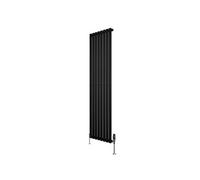 Radiateur Ovale à 1 Panneau & Vannes 1800 x 480 mm en Acier Noir Horizontale