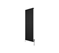 Radiateur Ovale à 1 Panneau & Vannes 1800 x 600 mm en Acier Noir Horizontale