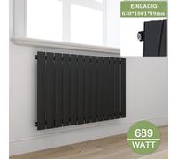 Radiateur plat design, panneau rayonnant horizontal, raccordement latéral, 630x1001 mm, anthracite, à une seule couche, radiateur plat sans résistance chauffante