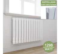Radiateur plat design, panneau rayonnant horizontal, raccordement latéral, 630x1001 mm, blanc, à deux couches, radiateur plat sans résistance chauffante