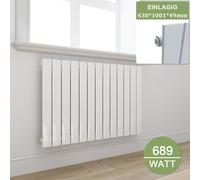 Radiateur plat design, panneau rayonnant horizontal, raccordement latéral, 630x1001 mm, blanc, à une seule couche, radiateur plat sans résistance chauffante
