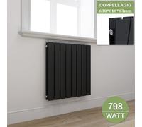 Radiateur plat design, panneau rayonnant horizontal, raccordement latéral, 630x616 mm, anthracite, à double couche, radiateur plat sans résistance chauffante