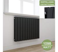 Radiateur plat design, panneau rayonnant horizontal, raccordement latéral, 630x847 mm, anthracite, à double couche, radiateur plat sans résistance chauffante