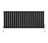 Radiateur Plat Horizontale à 1 Colonne & Vannes 600 x 1400 mm en Noir Noir