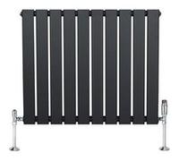Radiateur Plat Horizontale à 1 Colonne & Vannes 600 x 700 mm en Anthracite Anthracite