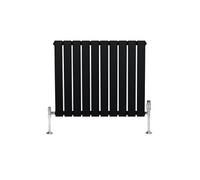 Radiateur Plat Horizontale à 1 Colonne & Vannes 600 x 700 mm en Noir