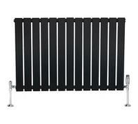 Radiateur Plat Horizontale à 1 Colonne & Vannes 600 x 910 mm en Noir Noir
