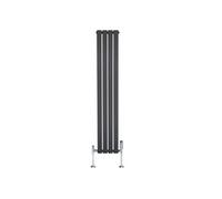 Radiateur Plat Verticale à 1 Colonne & Vannes 1600 x 280 mm en Anthracite Anthracite