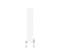 Radiateur Plat Verticale à 1 Colonne & Vannes 1600 x 280 mm en Blanc