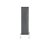 Radiateur Plat Verticale à 1 Colonne & Vannes 1600 x 420 mm en Anthracite Anthracite