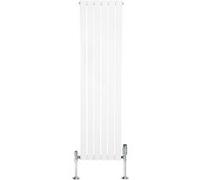Radiateur Plat Verticale à 1 Colonne & Vannes 1600 x 420 mm en Blanc Blanc