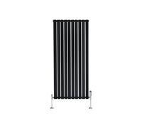Radiateur Plat Verticale à 1 Colonne & Vannes 1600 x 700 mm en Noir Noir