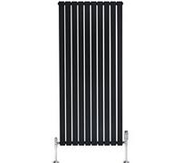 Radiateur Plat Verticale à 1 Colonne & Vannes 1600 x 700 mm en Noir Noir