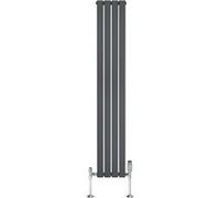 Radiateur Plat Verticale à 1 Colonne & Vannes 1800 x 280 mm en Anthracite Anthracite