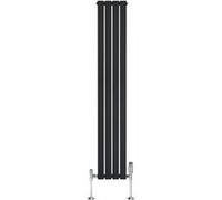 Radiateur Plat Verticale à 1 Colonne & Vannes 1800 x 280 mm en Noir
