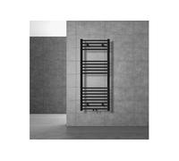 Radiateur Salle de Bain Sahara, 500x1200 mm, Noir Mat, Droite avec Connexion