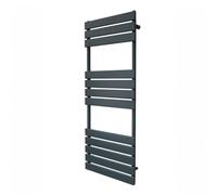 Radiateur Sèche-Serviettes à Panneau Plat 1200mm x 450mm, Chauffage Mural Salle de Bain Moderne Eau Chaude, Acier au Carbone Gris Anthracite Mat [Brosse, Attaches & Supports INCLUS]