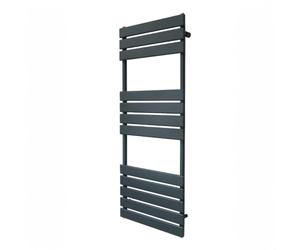 Radiateur Sèche-Serviettes à Panneau Plat 1200mm x 450mm, Chauffage Mural Salle de Bain Moderne Eau Chaude, Acier au Carbone Gris Anthracite Mat [Brosse, Attaches & Supports INCLUS]