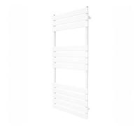Radiateur Sèche-Serviettes à Panneau Plat 1200mm x 500mm, Chauffage Mural Salle de Bain Moderne Eau Chaude, Acier au Carbone Blanc Brillant [Brosse, Attaches & Supports INCLUS]