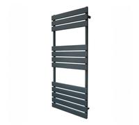 Radiateur Sèche-Serviettes à Panneau Plat 1200mm x 500mm, Chauffage Mural Salle de Bain Moderne Eau Chaude, Acier au Carbone Gris Anthracite Mat [Brosse, Attaches & Supports INCLUS]