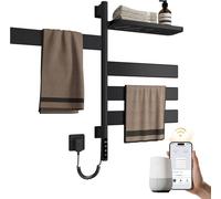 Radiateur sèche-serviettes électrique - Séchoir à linge - Chauffage de salle de bain - Orientable à 180 degrés - 76 x 45 cm - Noir