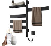 Radiateur sèche-serviettes électrique - Séchoir à linge - Chauffage de salle de bain - Orientable à 180 degrés - 76 x 45 cm - Noir