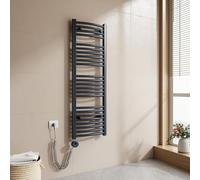 Radiateur sèche-serviettes électrique - Séchoir à linge - Confort pour la salle de bain - Thermostat réglable - 120 x 40 cm - Anthracite