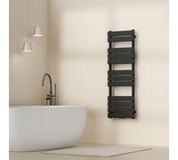 [neu.haus] Radiateur Sèche-Serviettes Chauffage à Lames Plates pour Salle de Bain Porte-Serviettes Mural Chauffant à Eau Chaude 528 W Acier 120 x 40 cm Noir
