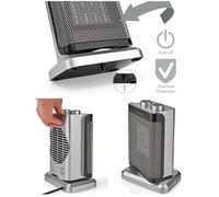 Radiateur soufflant Gris - 1500W - Thermostat réglable - Oscillation - Protection surchauffe et basculement