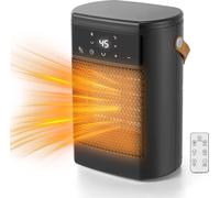 Radiateur soufflant compact - Appareil de chauffage 1500 W - Télécommande - Trois niveaux de chauffage - Fonctionnement silencieux - Protection contre la surchauffe et le renversement - Pour la maison
