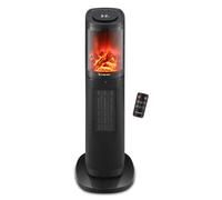 Radiateur tour ventilateur en céramique, 2000 W, avec écran tactile, effet de flamme LED, télécommande, couleur noire