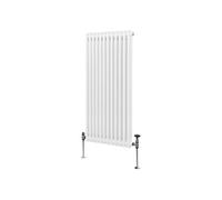 Radiateur Traditionnel à Double Colonne 1500 x 562 mm, Chauffage Moderne Vertical en Acier au Carbone Blanc Brillant, Cuisine Salon Salle de Bain [Brosse, Attaches Murales & Supports INCLUS]