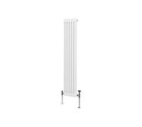 Radiateur Traditionnel à Double Colonne 1800 x 292 mm, Chauffage Moderne Vertical en Acier au Carbone Blanc Brillant, Cuisine Salon Salle de Bain [Brosse, Attaches Murales & Supports INCLUS]