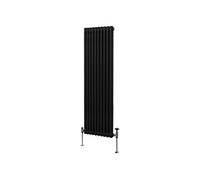 Radiateur Traditionnel à Double Colonne 1800 x 472 mm, Chauffage Moderne Vertical en Acier au Carbone Noir Mat, Cuisine Salon Salle de Bain [Brosse, Attaches Murales & Supports INCLUS]