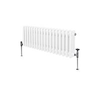 Radiateur Traditionnel à Triple Colonne 300 x 832 mm, Chauffage Moderne Horizontal en Acier au Carbone Blanc Brillant, Cuisine Salon Salle de Bain [Brosse, Attaches Murales & Supports INCLUS]
