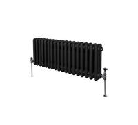 Radiateur Traditionnel à Triple Colonne 300 x 832 mm, Chauffage Moderne Horizontal en Acier au Carbone Noir Mat, Cuisine Salon Salle de Bain [Brosse, Attaches Murales & Supports INCLUS]