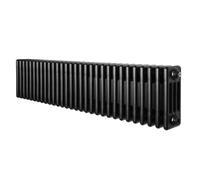 Radiateur Traditionnel à 4 Colonnes 300 x 1370 mm en Acier Carbone Noir Chauffage Central Horizontale Monté Sur Mur [Brosse de Nettoyage & Supports INCLUSES]