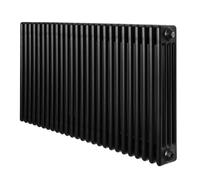 Radiateur Traditionnel à 4 Colonnes 600 x 1010 mm en Acier Carbone Noir Chauffage Central Horizontale Monté Sur Mur [Brosse de Nettoyage & Supports INCLUSES]