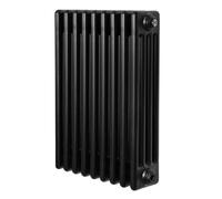 Radiateur Traditionnel à 4 Colonnes 600 x 425 mm en Acier Carbone Noir Chauffage Central Horizontale Monté Sur Mur [Brosse de Nettoyage & Supports INCLUSES]