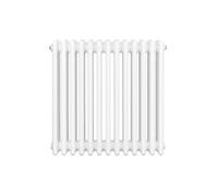 Radiateur Traditionnel à 4 Colonnes 600 x 605 mm en Acier Carbone Blanc Chauffage Central Horizontale Monté Sur Mur [Brosse de Nettoyage & Supports INCLUSES]