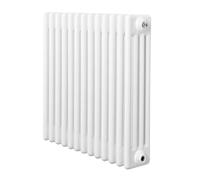 Radiateur Traditionnel à 4 Colonnes 600 x 605 mm en Acier Carbone Blanc Chauffage Central Horizontale Monté Sur Mur [Brosse de Nettoyage & Supports INCLUSES]