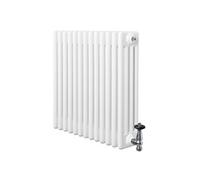 Radiateur Traditionnel à 4 Colonnes & Vannes 600 x 605 mm en Acier Blanc