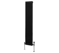 Radiateur traditionnel à deux colonnes, 1800 mm, de couleur noire mate, pour chauffage