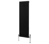 Radiateur Traditionnel à Double Colonne 1800 x 472 mm, Chauffage Moderne Vertical en Acier au Carbone Noir Mat, Cuisine Salon Salle de Bain [Brosse, Attaches Murales & Supports INCLUS]