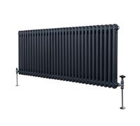 Radiateur Traditionnel à Double Colonne 600 x 1462 mm, Chauffage Moderne Horizontal en Acier au Carbone Gris Anthracite Mat, Cuisine Salon Salle de Bain [Brosse, Attaches Murales & Supports INCLUS]