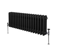 Radiateur Traditionnel à Triple Colonne 300 x 832 mm, Chauffage Moderne Horizontal en Acier au Carbone Noir Mat, Cuisine Salon Salle de Bain [Brosse, Attaches Murales & Supports INCLUS]