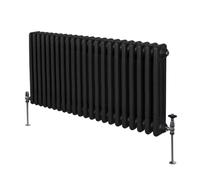 Radiateur Traditionnel à Triple Colonne 600 x 1012 mm, Chauffage Moderne Horizontal en Acier au Carbone Noir Mat, Cuisine Salon Salle de Bain [Brosse, Attaches Murales & Supports INCLUS]