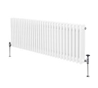 Radiateur Traditionnel à Triple Colonne 600 x 1462 mm, Chauffage Moderne Horizontal en Acier au Carbone Blanc Brillant, Cuisine Salon Salle de Bain [Brosse, Attaches Murales & Supports INCLUS]