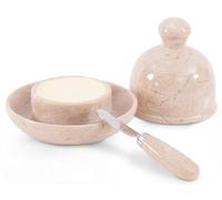 Radicaln Beurrier en marbre avec couvercle 15,2 cm Verona fait à la main, étaloir à beurre pour pain, pot à beurre pour comptoir avec eau, beurre français, décoration de cuisine fermière