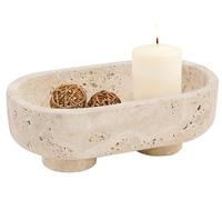 Radicaln Bol ovale en marbre avec support de 25,4 cm fait à la main pour comptoir de cuisine, plat à bonbons, support à fruits et bol décoratif pour décoration d'intérieur, salon et table à manger